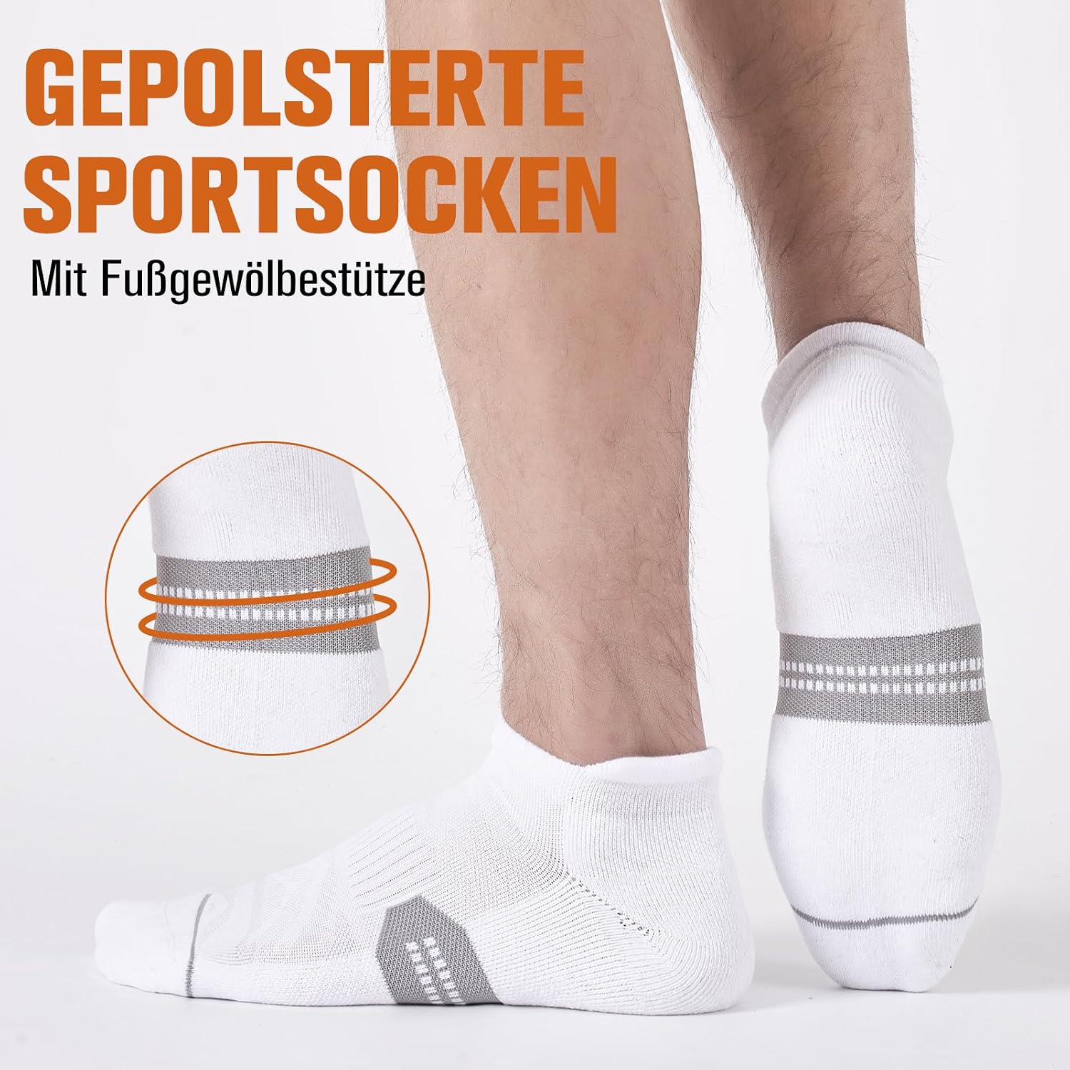 Detalle 2 de Niorasen sneakersockor i bomull, korta och andningsbara med fodrad häl, 6 par