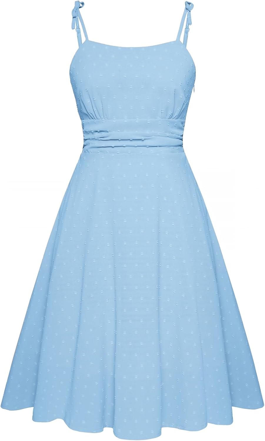 Detalle de Belle Poque Robe Vintage pour femmes - Robe midi à bretelles spaghetti, style A-line