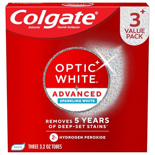 Detalle de Colgate Optic White Advanced Hydrogen Peroxide Toothpaste — 3 Pack (3.2 oz each)