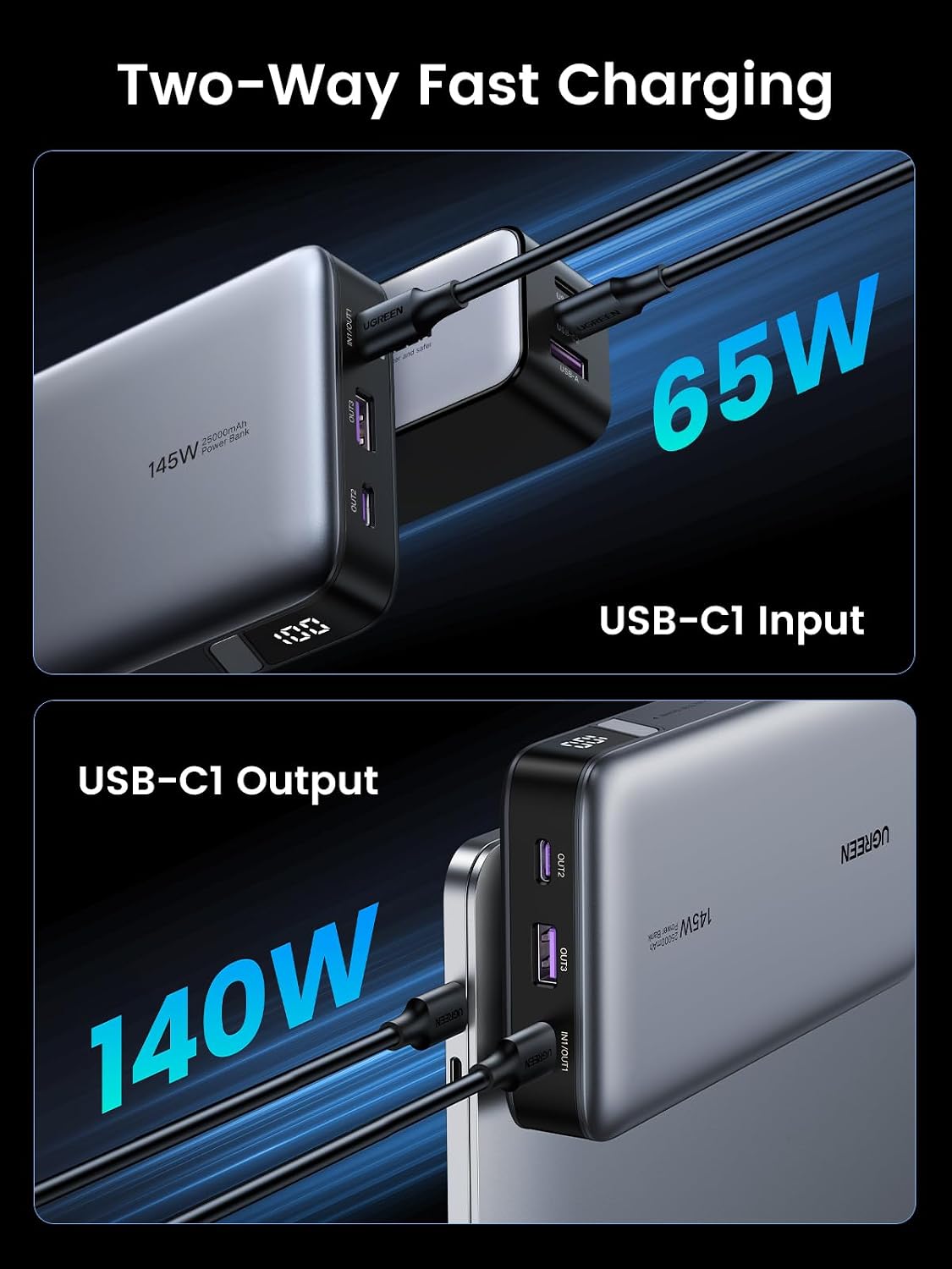 Detalle 2 de UGREEN Nexode 140W 25000mAh laptop power bank