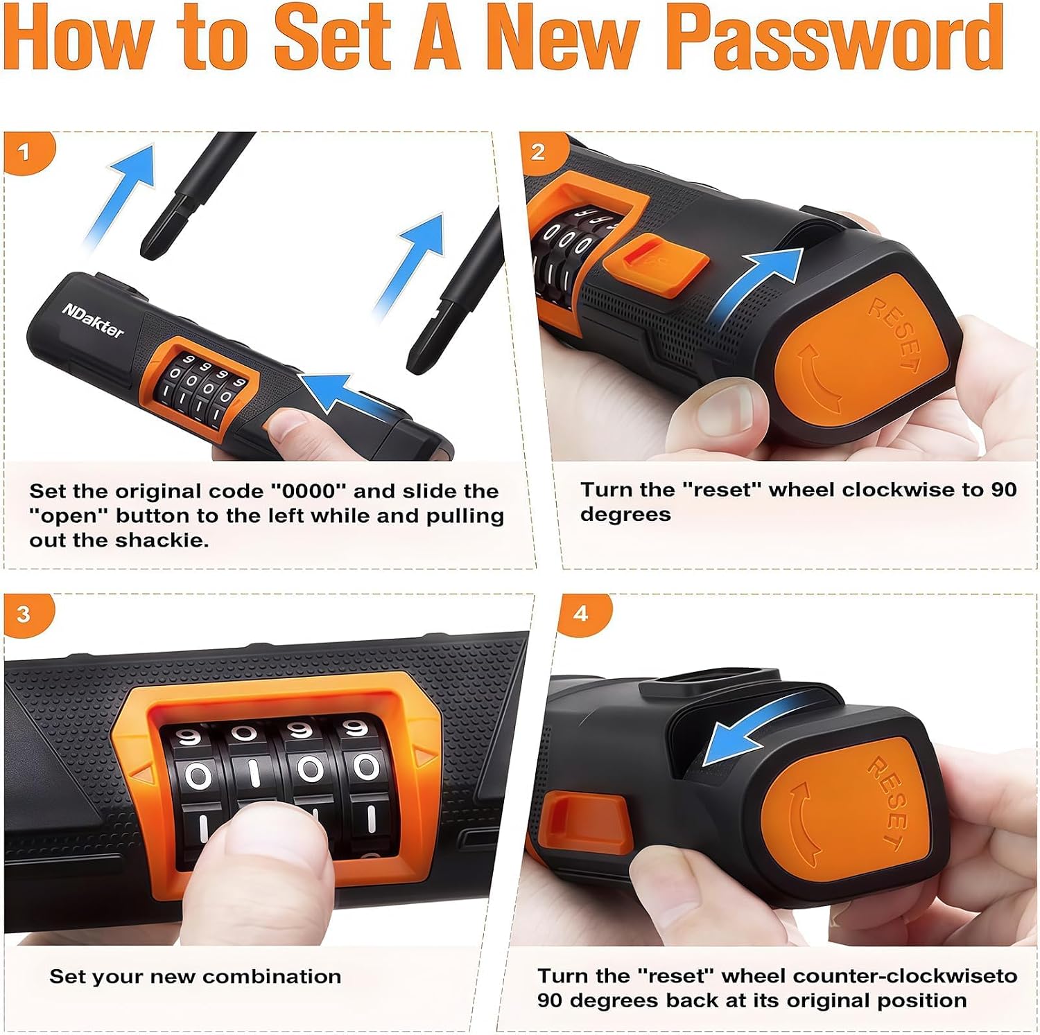 Thumbnail 4 de NDakter Bike Lock: Keyless Heavy-Duty 4-Digit D Lock for Bikes, E-Bikes and Scooters
