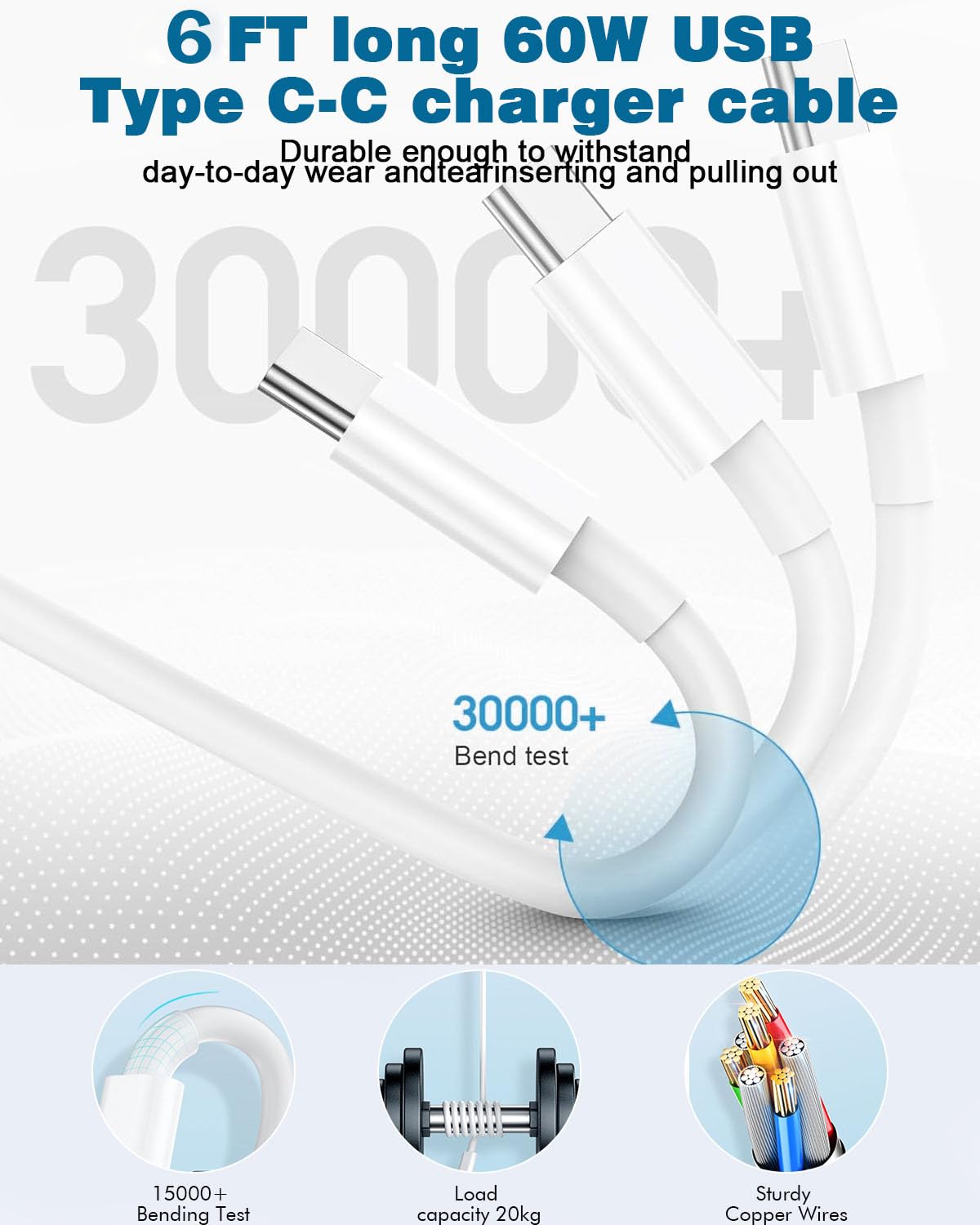 Thumbnail 2 de USB C Charger 20W Fast Charging Cable Pack