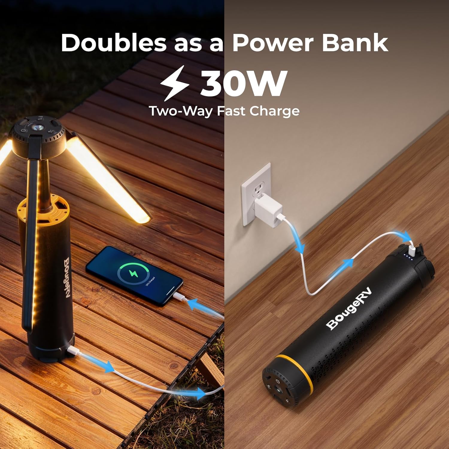 Thumbnail 5 de BougeRV T1: Lampada da campeggio ricaricabile 15600 mAh, 3000 lm, altezza e angolo regolabili