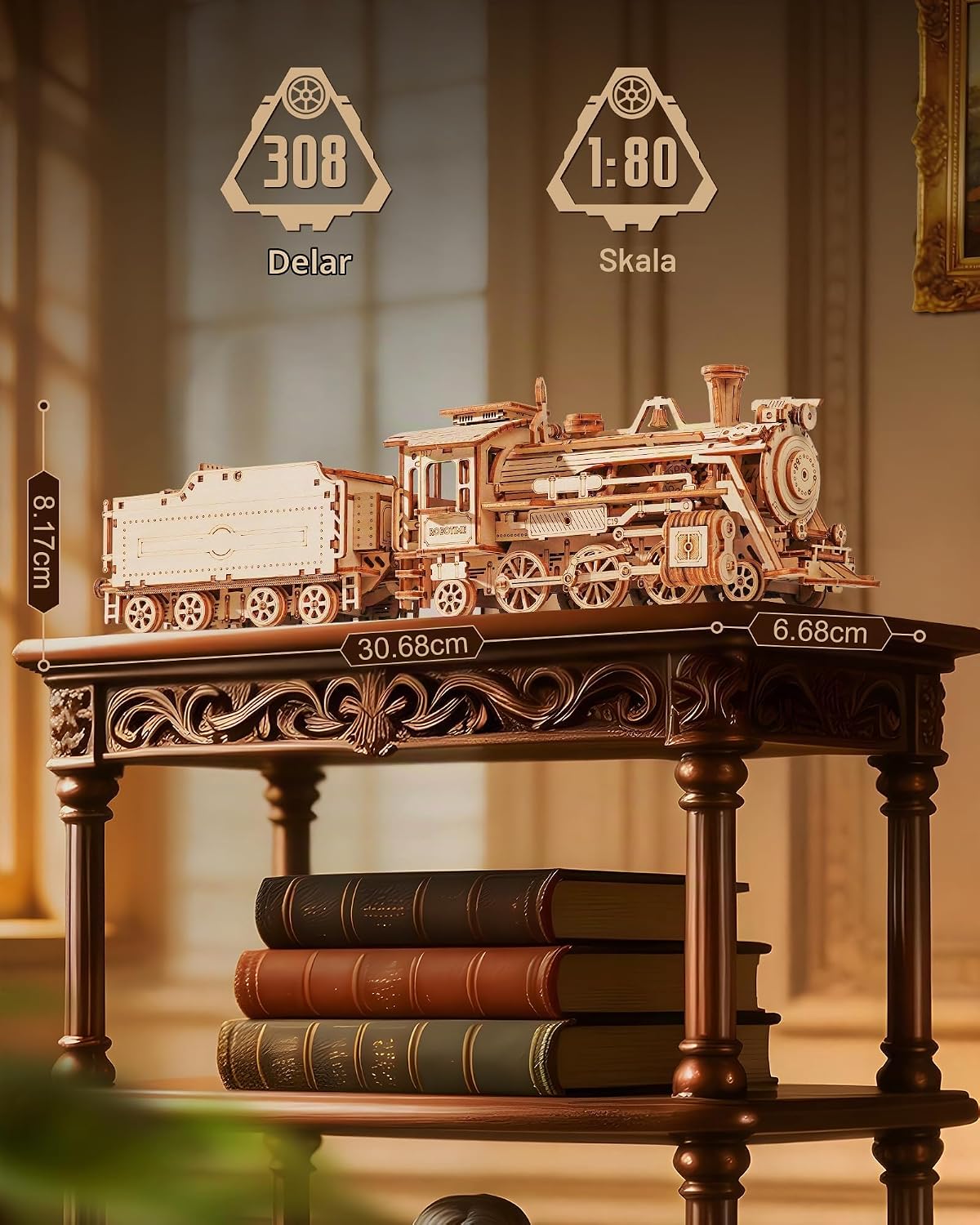 Detalle de ROBOTIME PRIME Ångexpress 3D-träpussel i trä, skala 1:80