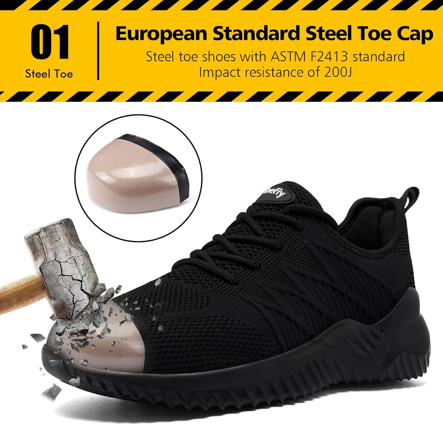 Thumbnail 1 de Tinefiy Women’s Steel Toe Shoes: Lightweight, Comfortable, and Slip-Resistant Work Sneakers