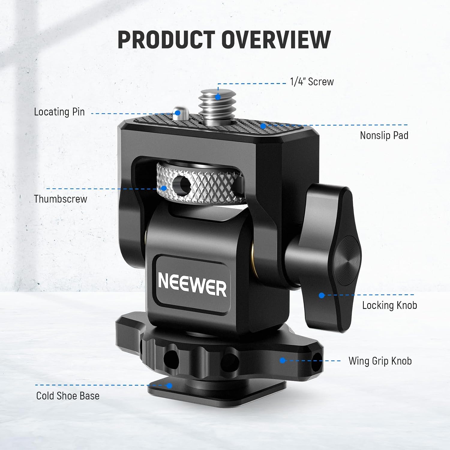 Detalle de NEEWER Kamera Monitorhalterung mit Cold Shoe und 1/4" Schraube für 5" & 7" Field Monitore (kompatibel mit Atomos Ninja V)