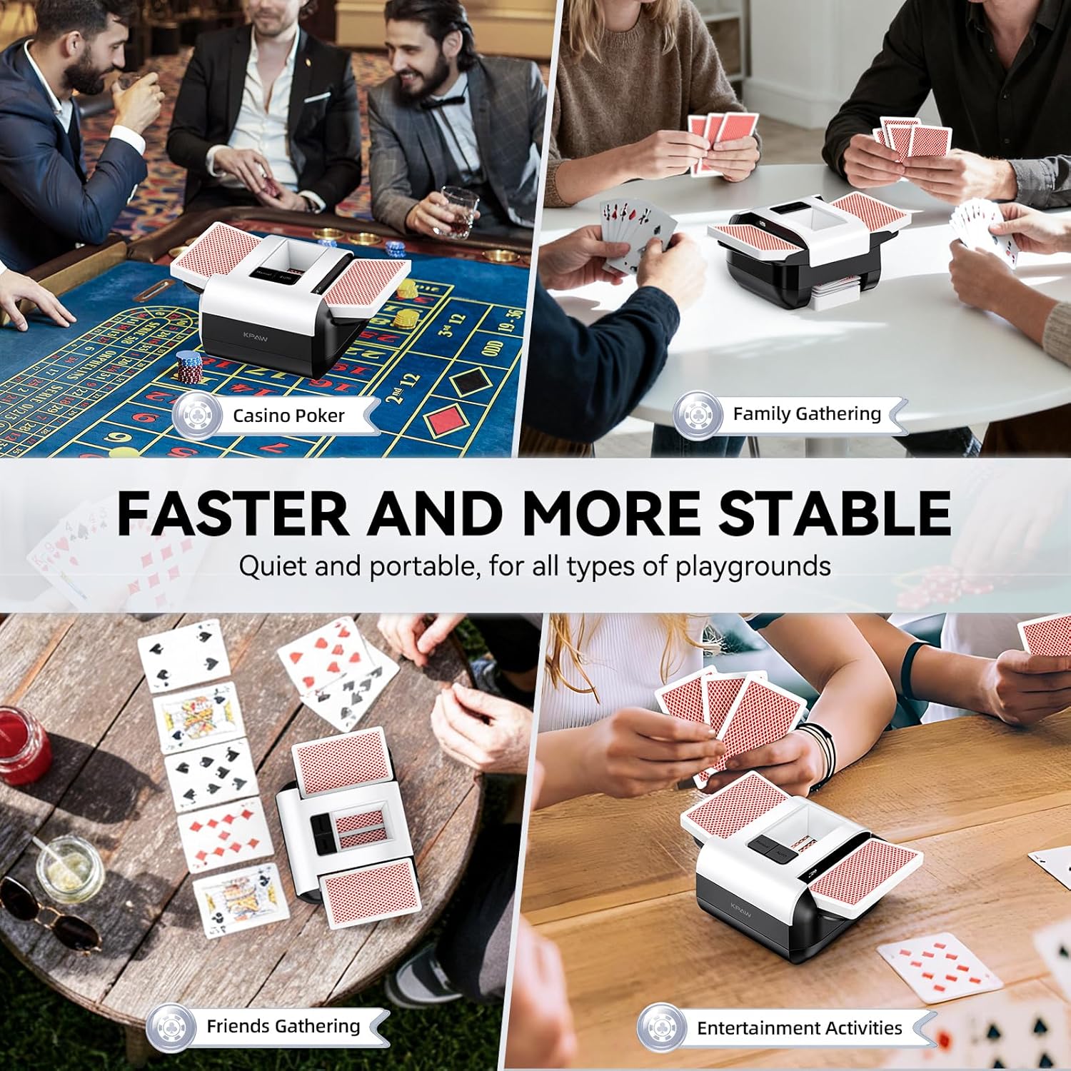 Thumbnail 5 de KPAW Automatischer Kartenmischmaschine „Weißer M1“ – elektrisch, wiederaufladbar, für 1–2 Kartenspiele