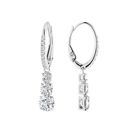 Detalle de Swarovski Orecchini a cerchio Attract Trilogy, Taglio Round, Bianchi, Placcato rodio