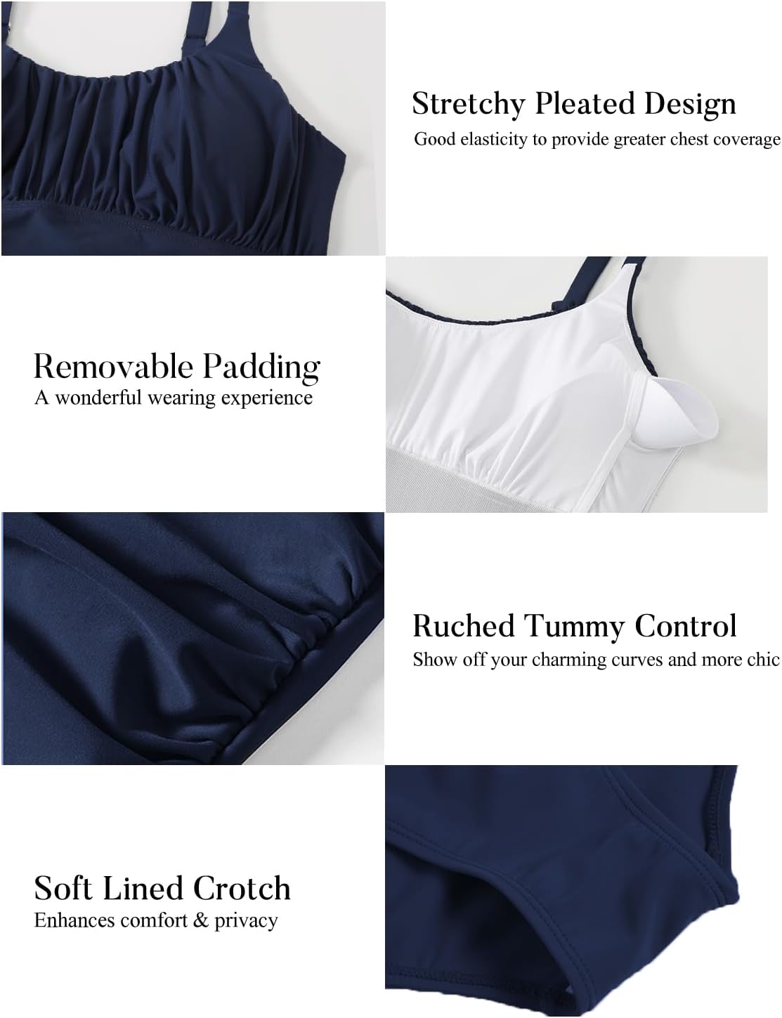 Thumbnail 4 de SNUOEN Damen-Badeanzug mit Bauchkontrolle, einteilig und hoch geschnitten (Monokini-Stil)