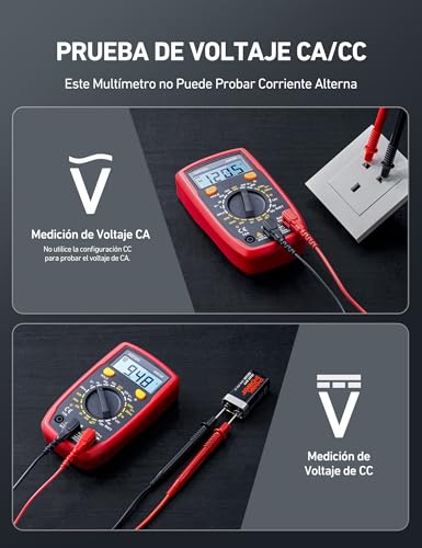 Detalle de AstroAI Multímetro Digital AstroAI (polímetro profesional) para CA/CC, resistencia y continuidad