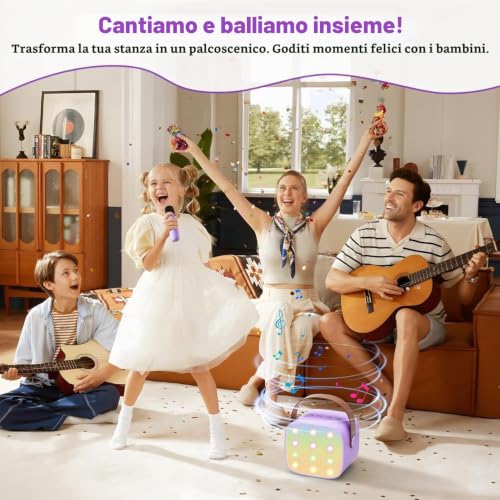 Thumbnail 7 de Voijump Mini macchina karaoke con 2 microfoni senza fili – portatile, Bluetooth 5.4 e luci integrate