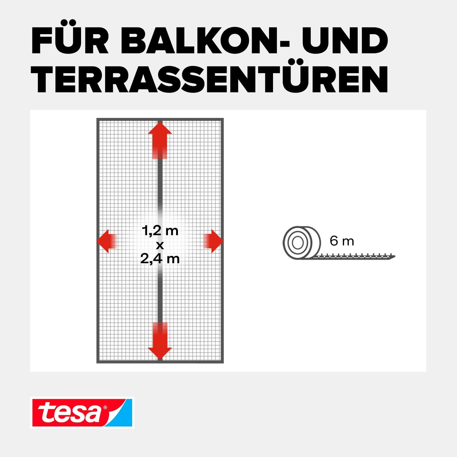 Detalle de tesa INSECT STOP Magnetvorhang XL – 2,4 m × 1,2 m Anthrazit, selbstschließender Insektenschutz für Balkon- und Terrassentüren