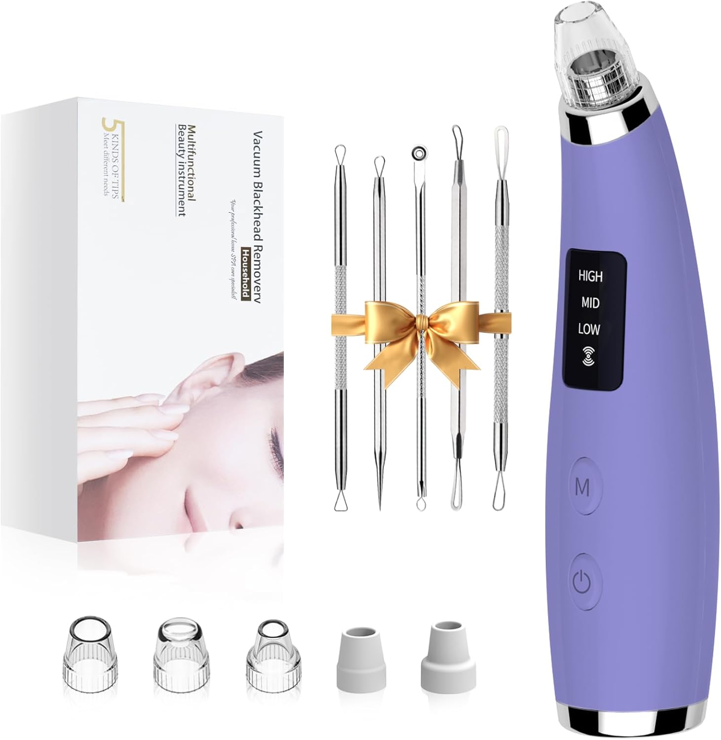 Imagen de Pore Vacuum Blackhead Remover - Pore Extractor with 5 Attachments & 3 Suction Levels (Purple) en OfertitasTOP