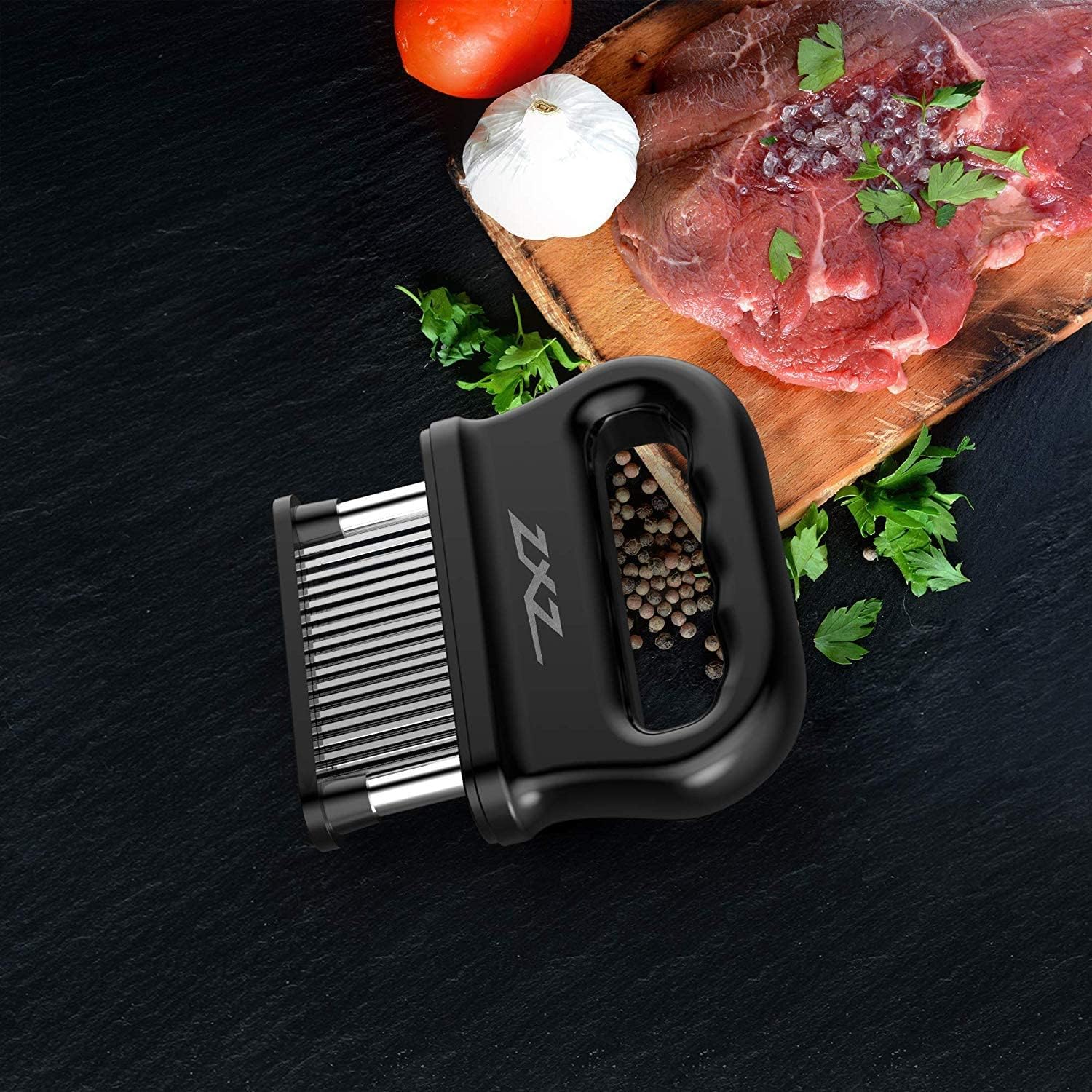 Detalle 2 de ZXZ 48-Blade Meat Tenderizer (Stainless Steel Sharp Needles) for Beef, Chicken, Steak & More