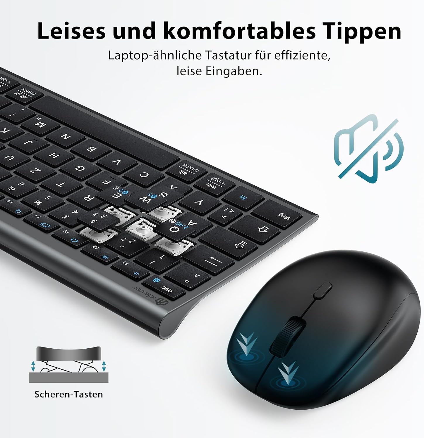 Thumbnail 3 de iClever Bluetooth Tastatur mit Maus Kabellos