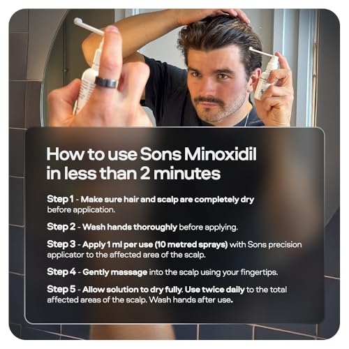 Detalle de Sons Minoxidil 5% Spray, 3 x 60ml Hair Regrowth Treatment for Men