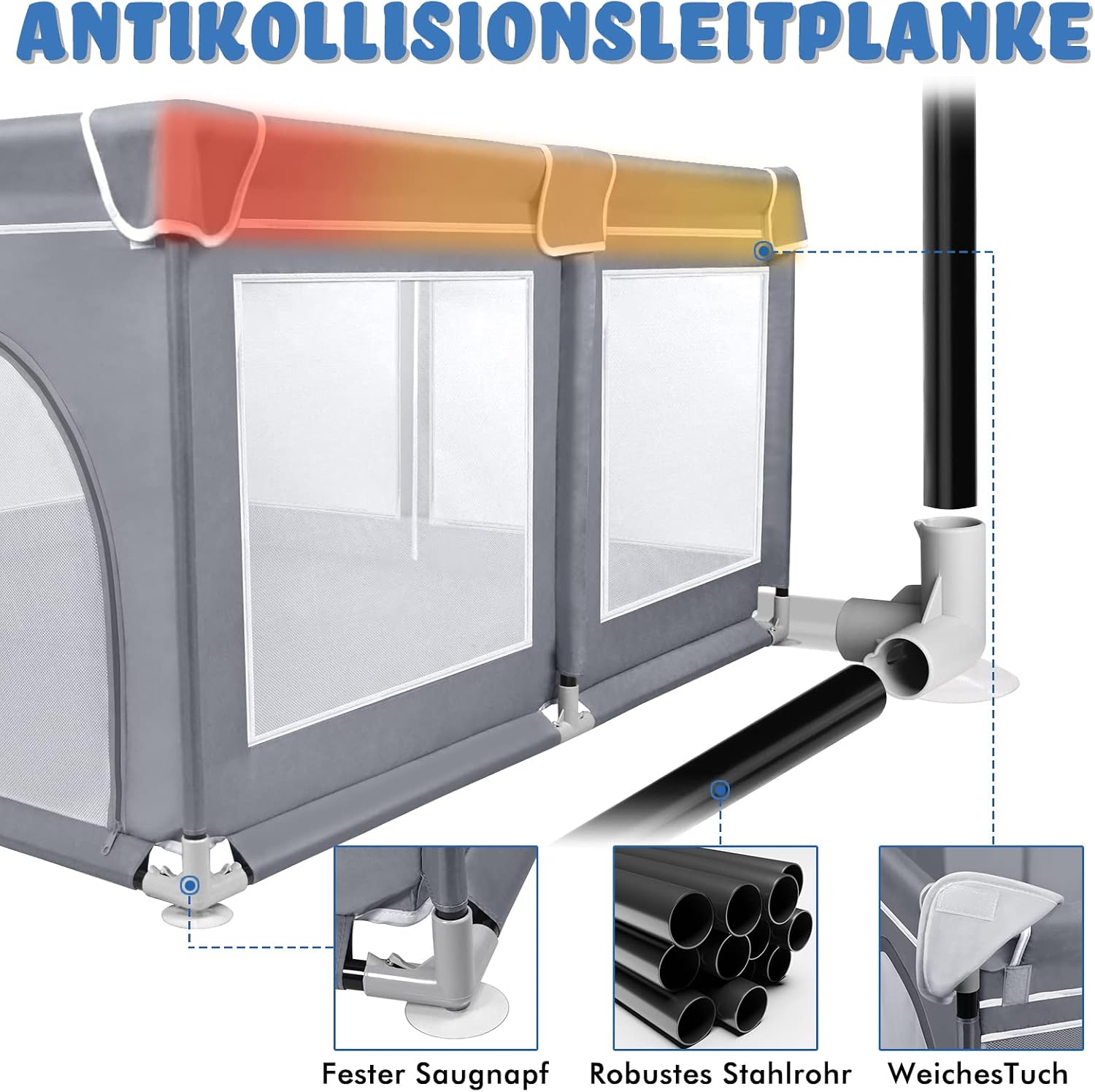 Detalle 2 de ACXIN Baby Playpen 180 x 200 x 68 cm with Breathable Mesh and Non-Slip Base