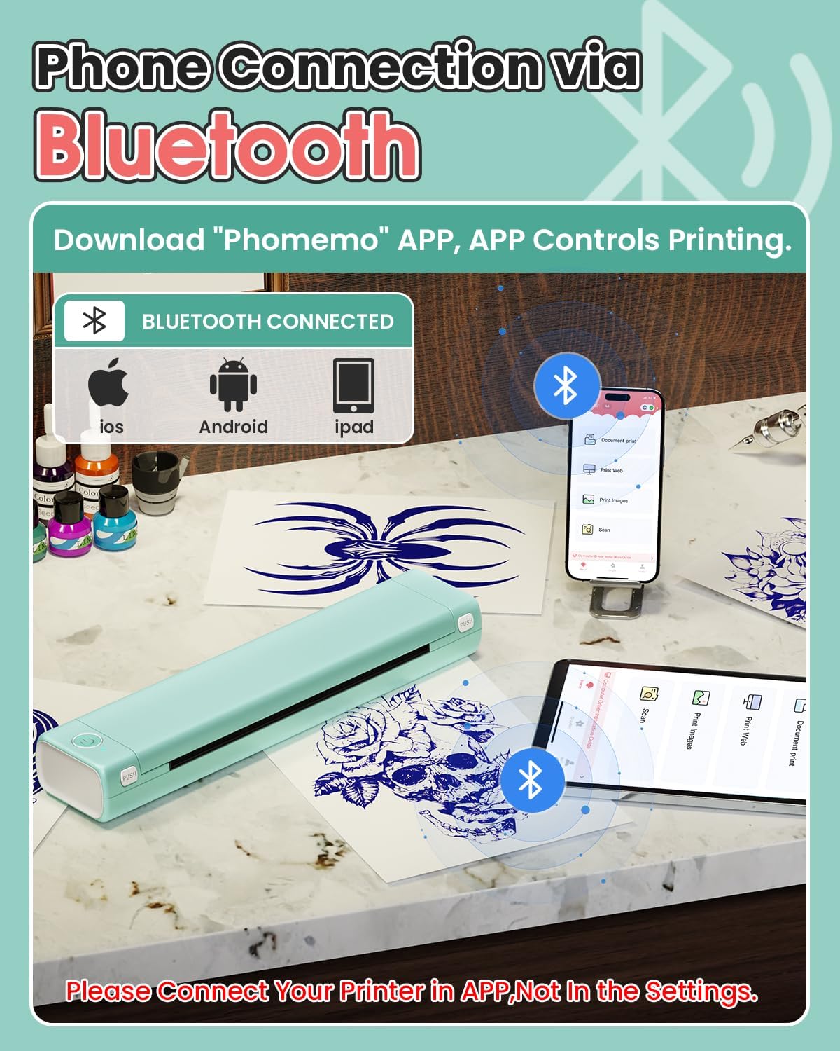 Thumbnail 2 de Phomemo M08F : imprimante thermique pour tatouage, compatible smartphone et PC