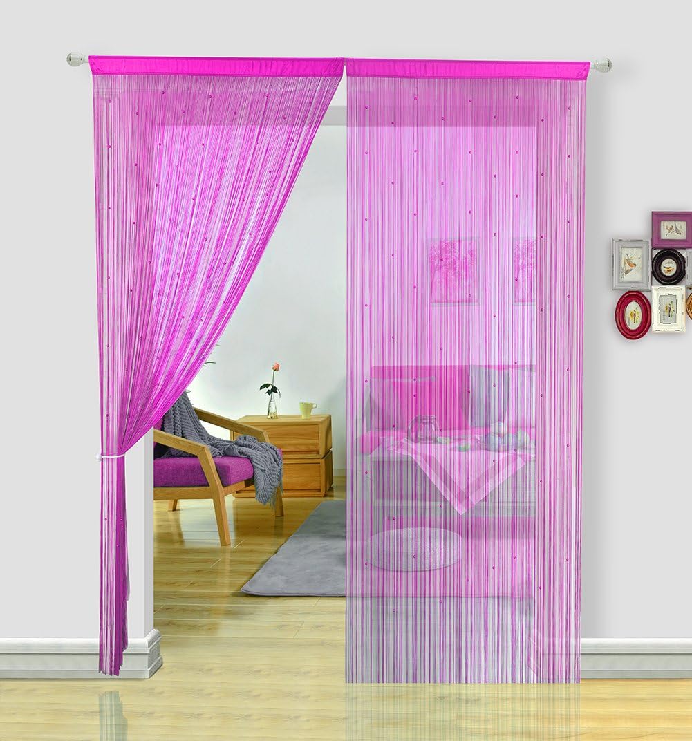 Detalle de HSYLYM Perlenvorhang für Türen – Schwarz, 244x229 cm, vielseitiger Textil-Teiler