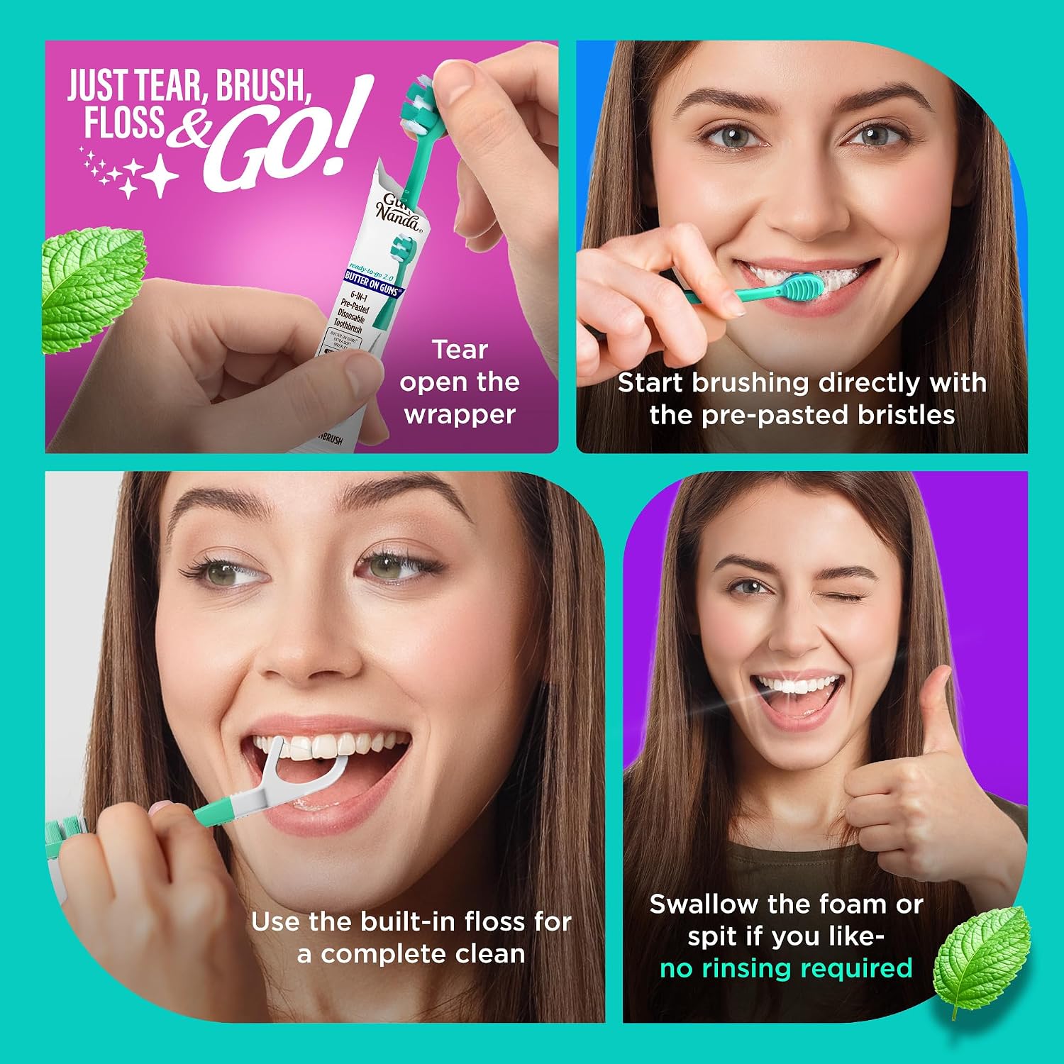 Thumbnail 6 de GuruNanda 6-in-1 Disposable Toothbrush 21 Ct 🪥