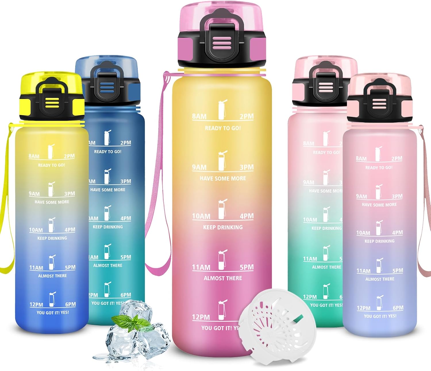 Detalle de Mujigaga Gourde Sport 1L – Anti-Fuite, Large Ouverture, Graduée et Facile à Transporter
