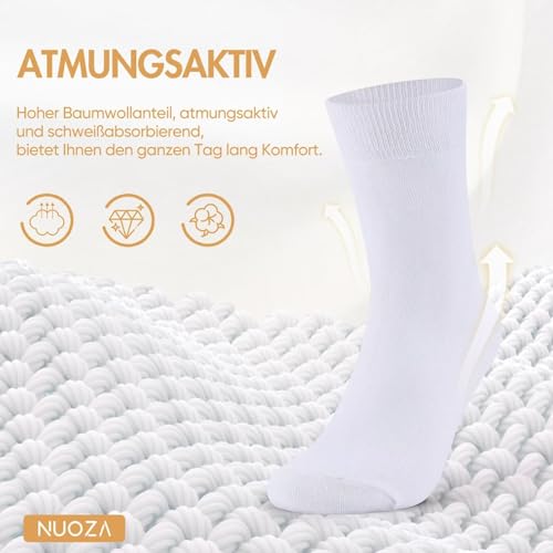 Detalle de NUOZA 12 Paar Herrensocken, weiß, Größe 39–42, 81 % Baumwolle