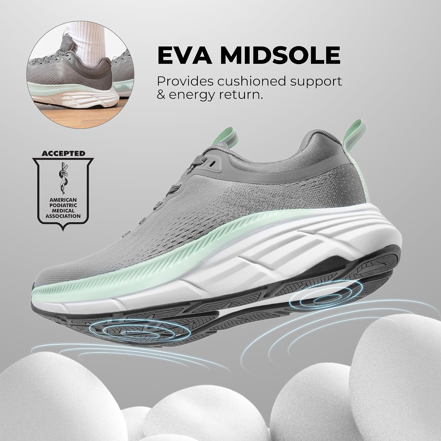 Detalle de NORTIV 8 ActiveBreeze Men's Walking Shoes with EVA Cushioning and Mesh