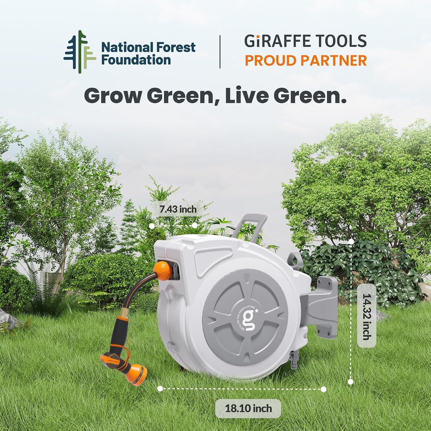 Detalle de Giraffe Tools SGW-MW20US Retractable Hose Reel, 65 ft, 180° Swivel