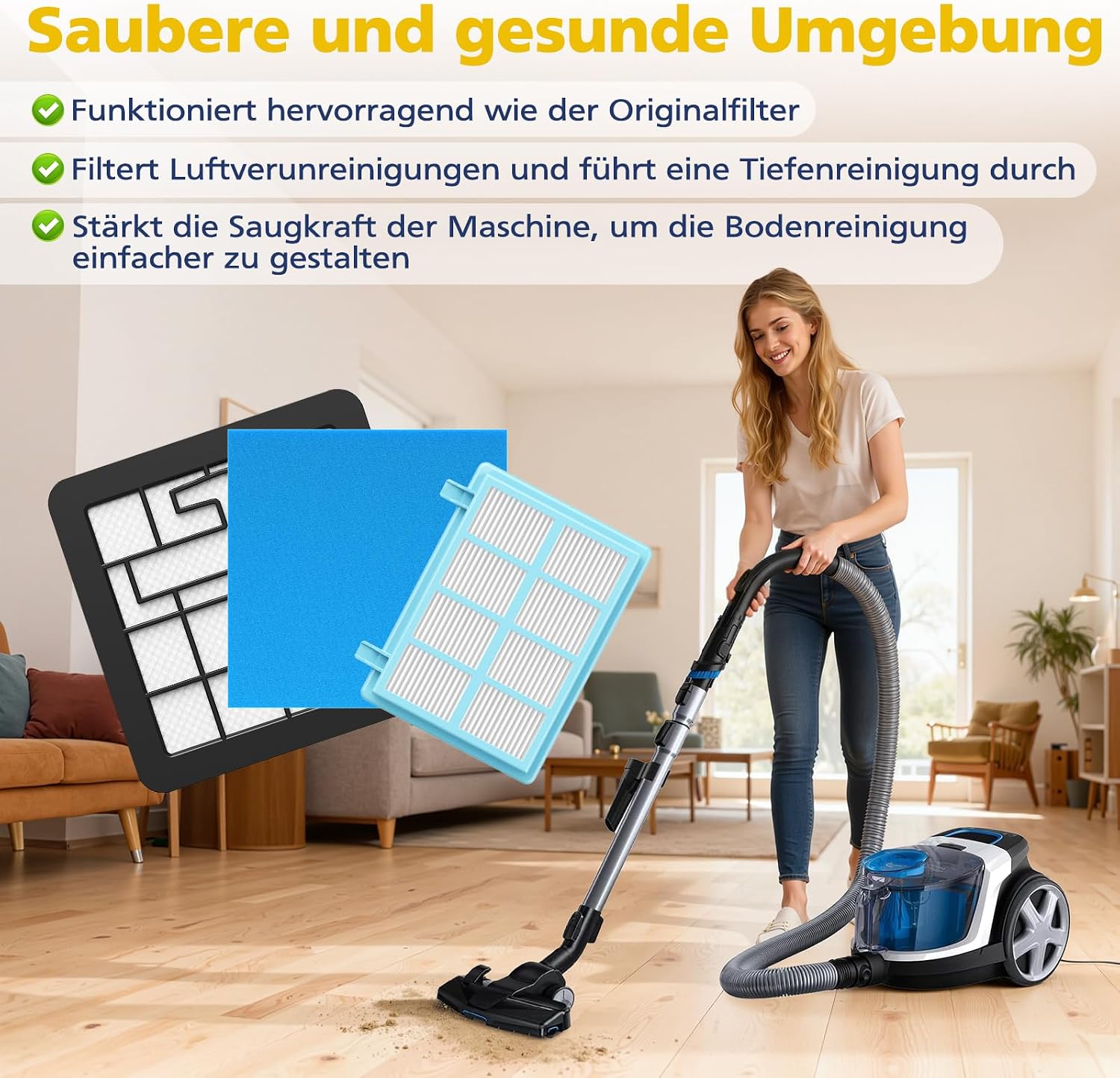 Thumbnail 6 de 4 Stück Staubsauger Filter Ersatz für Philips PowerPro Reihe – kompatibel mit FC933x, FC8010/01, FC955x | VILLAPOOL