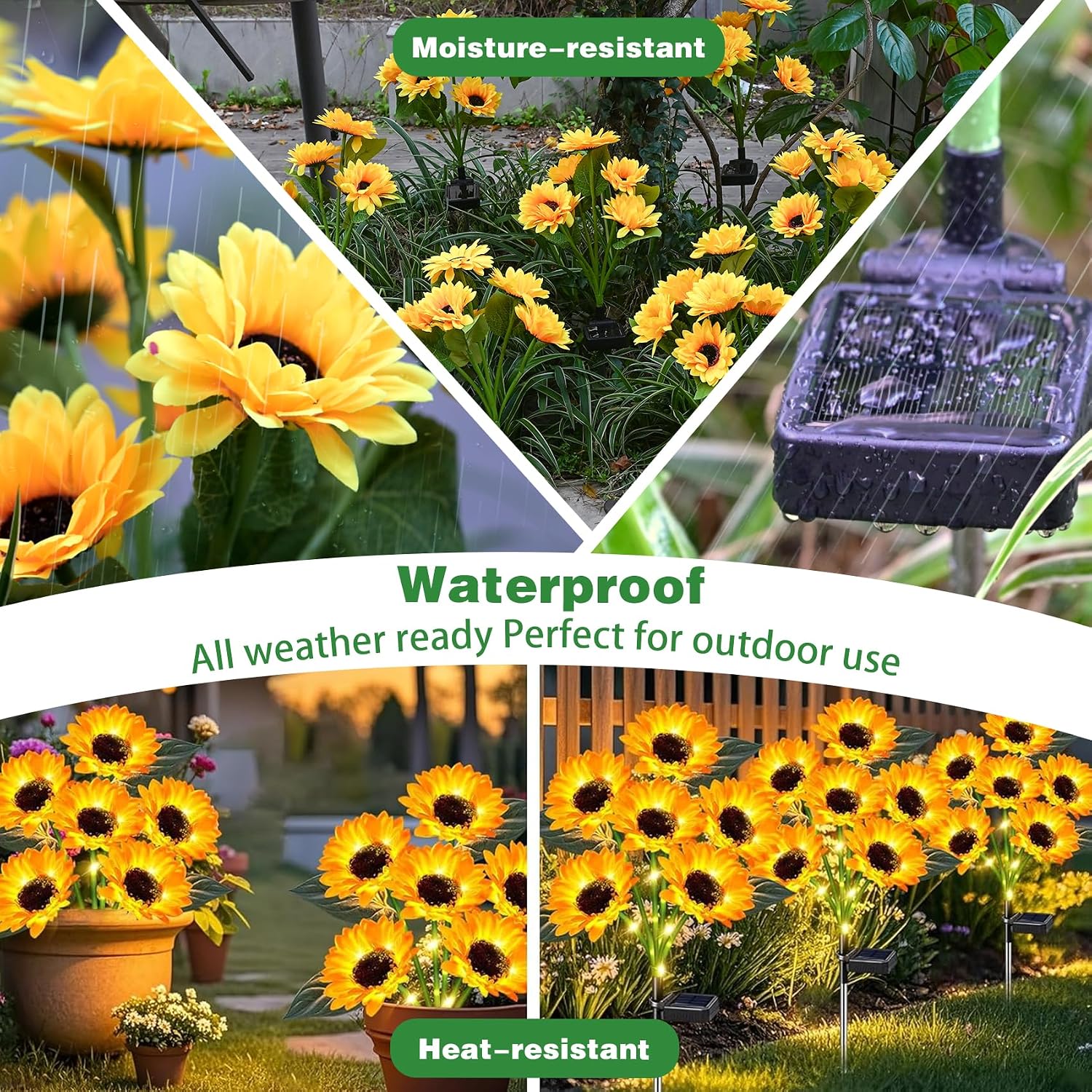 Thumbnail 5 de Solar Lights Outdoor Garden Decor – 2 Pack with 12 Sunflower Lights