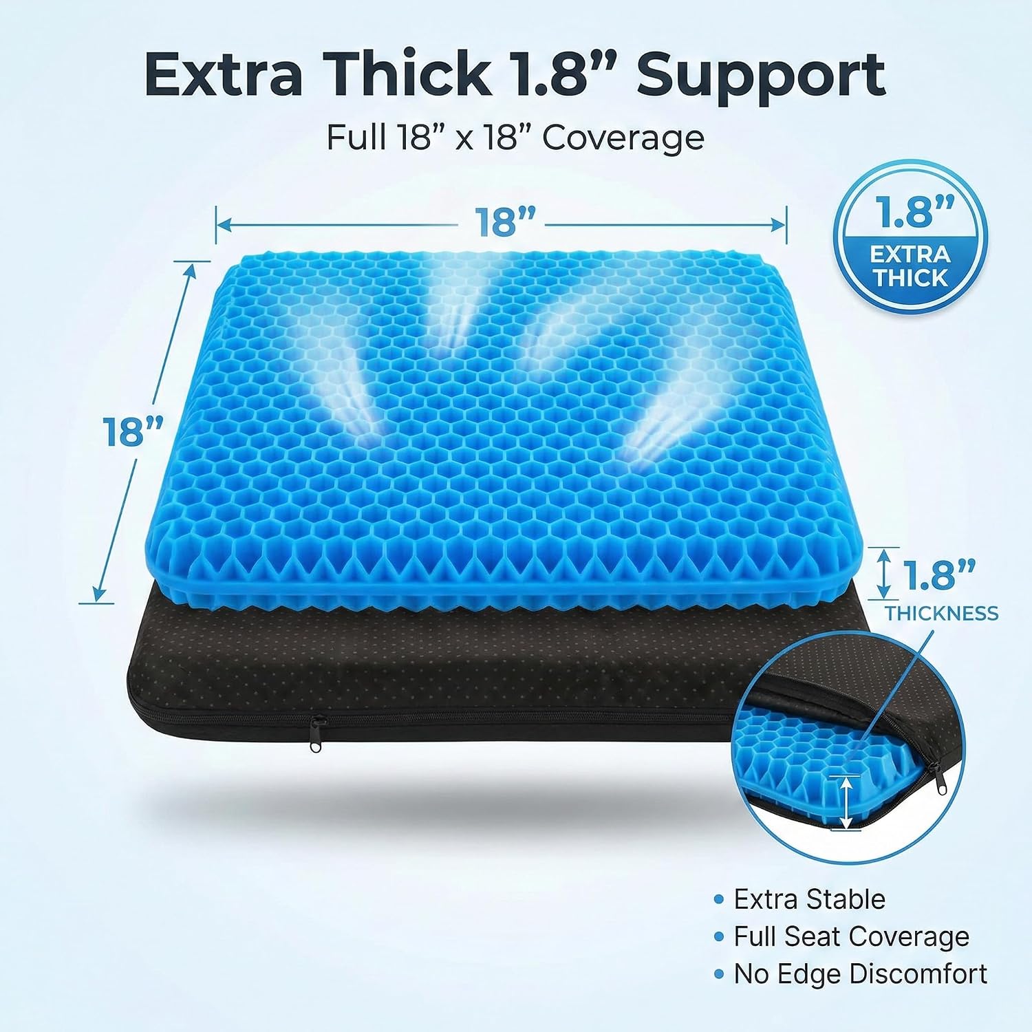 Thumbnail 1 de Acaine Extra Thick Large Pure Gel Seat Cushion, 18 x 18 x 1.8 Inches