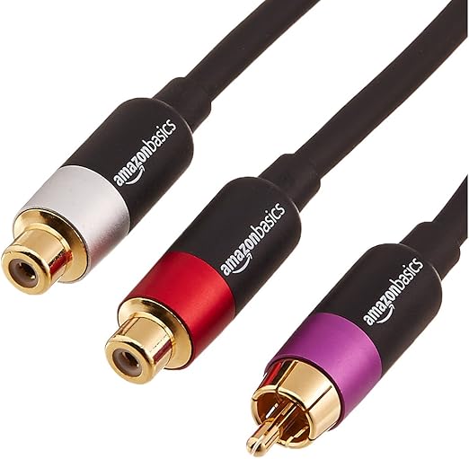 Detalle de Amazon Basics Cable USB en Y RCA, chapado en oro, 30.5 cm, negro
