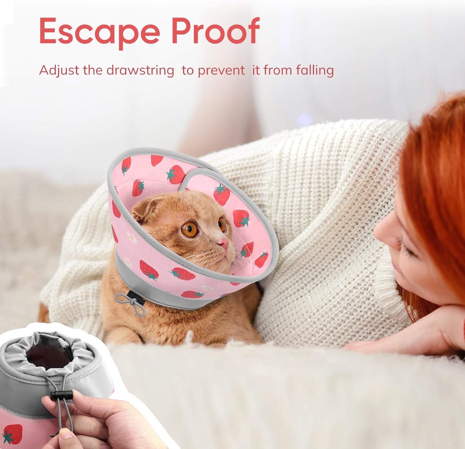 Detalle de Supet Adjustable Elizabethan Cat Cone Collar (Pink, M) for Post-Surgery Licking Prevention