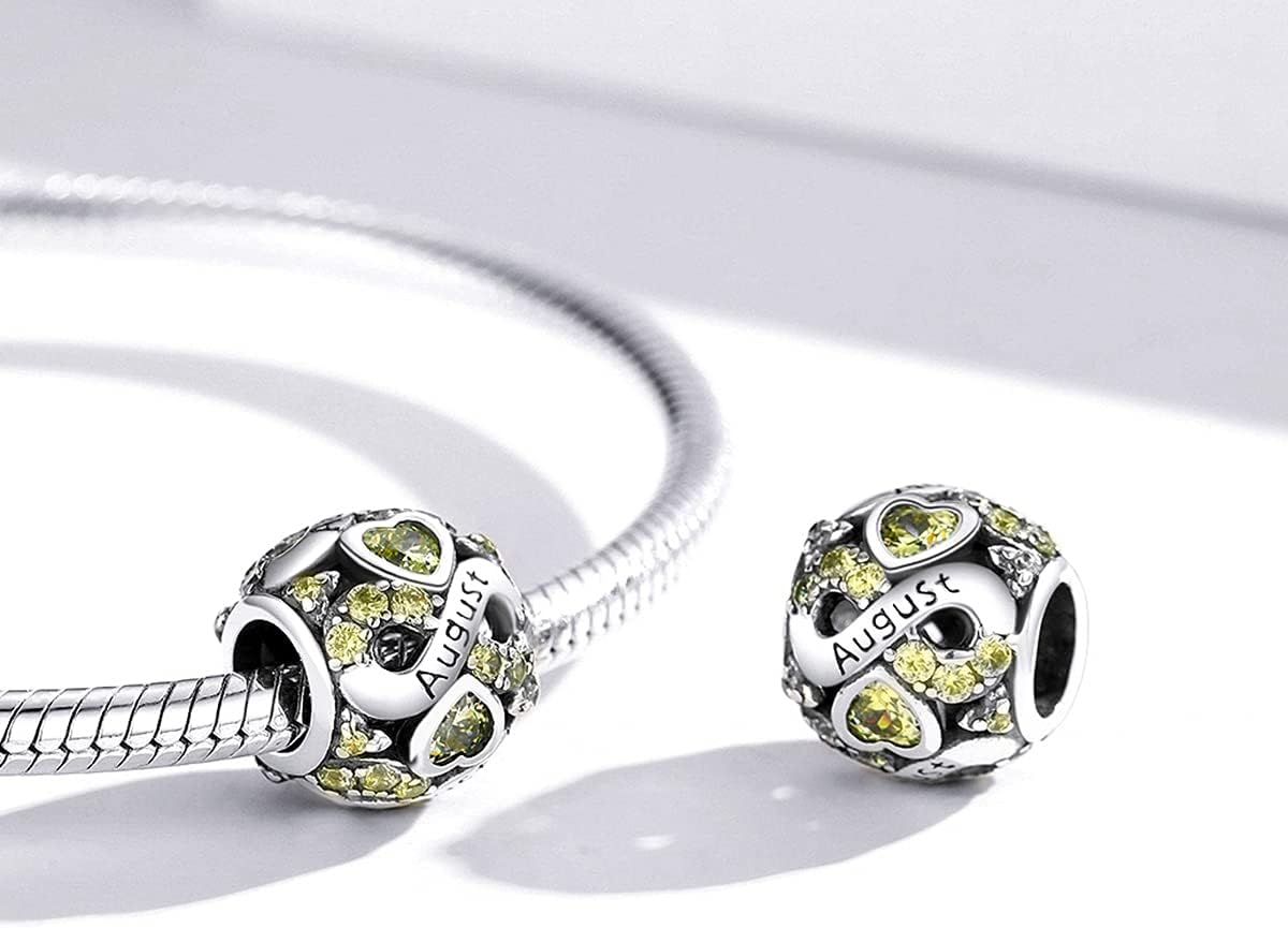 Detalle de ShiYu 925 Sterling Silber Geburtsstein Charms Anhänger (August) für Pandora-Style Charm-Armband