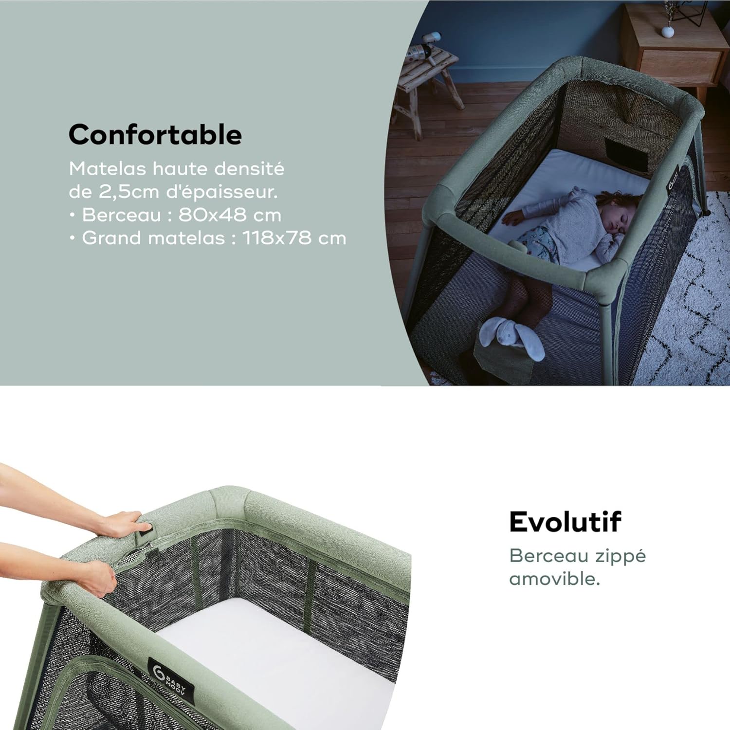 Detalle 2 de Babymoov Moov & Comfy 3-in-1 Travel Cot with Removable Newborn Insert