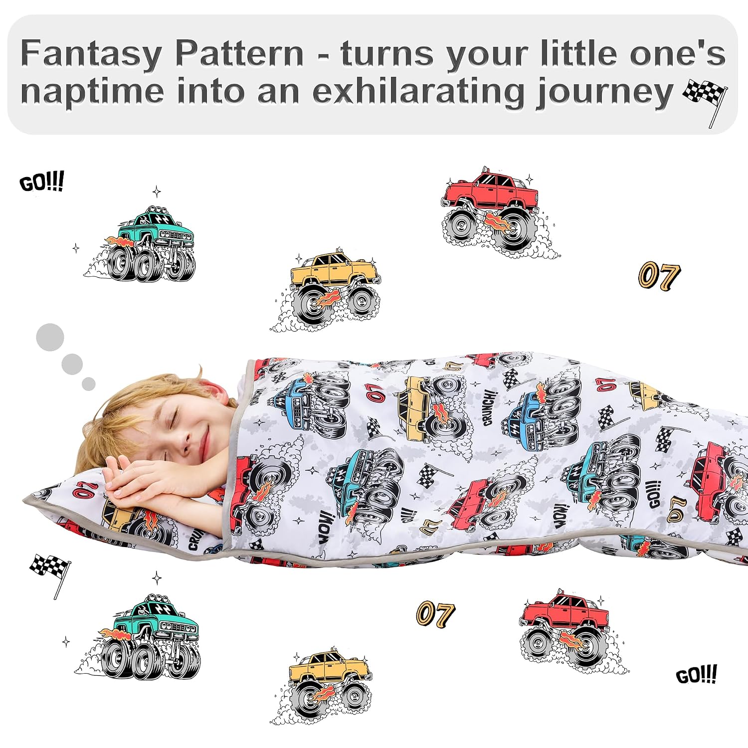 Detalle de Viviland Monster Truck Toddler Nap Mat with Pillow and Minky Blanket