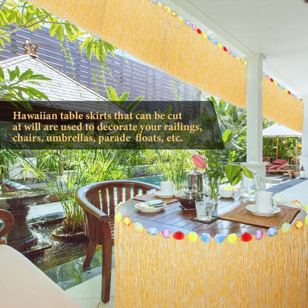 Detalle de Aomig Hawaii Tischröcke 275 x 75 cm – Tischrock mit Klettverschluss für Hawaiian Party Deko