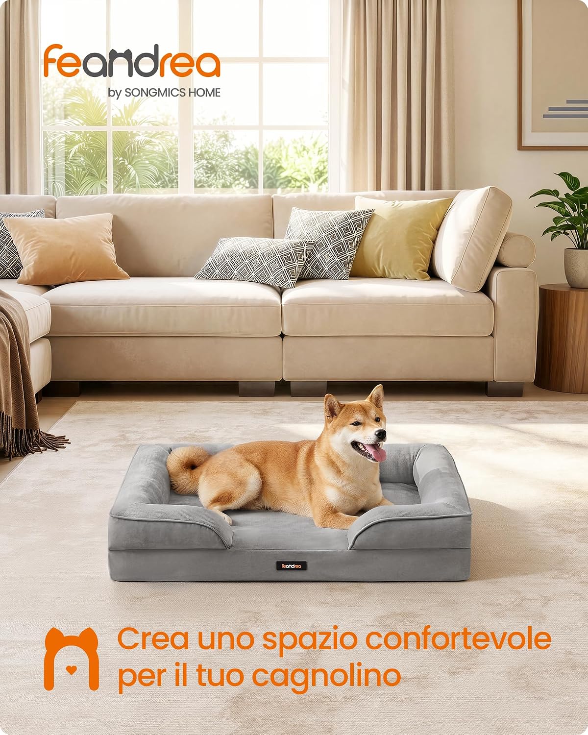 Detalle de Feandrea Cuccia Ortopedica per Cani M – Letto con bordi rialzati e imbottitura in gommapiuma