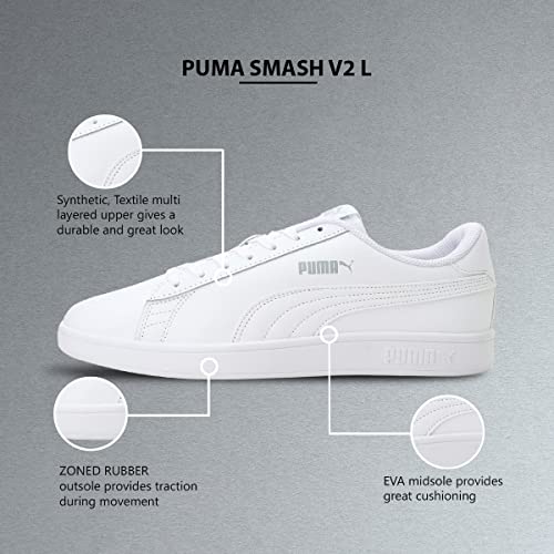 Detalle 2 de PUMA Smash v2 L Baskets Mixte – Blanc, 38 EU