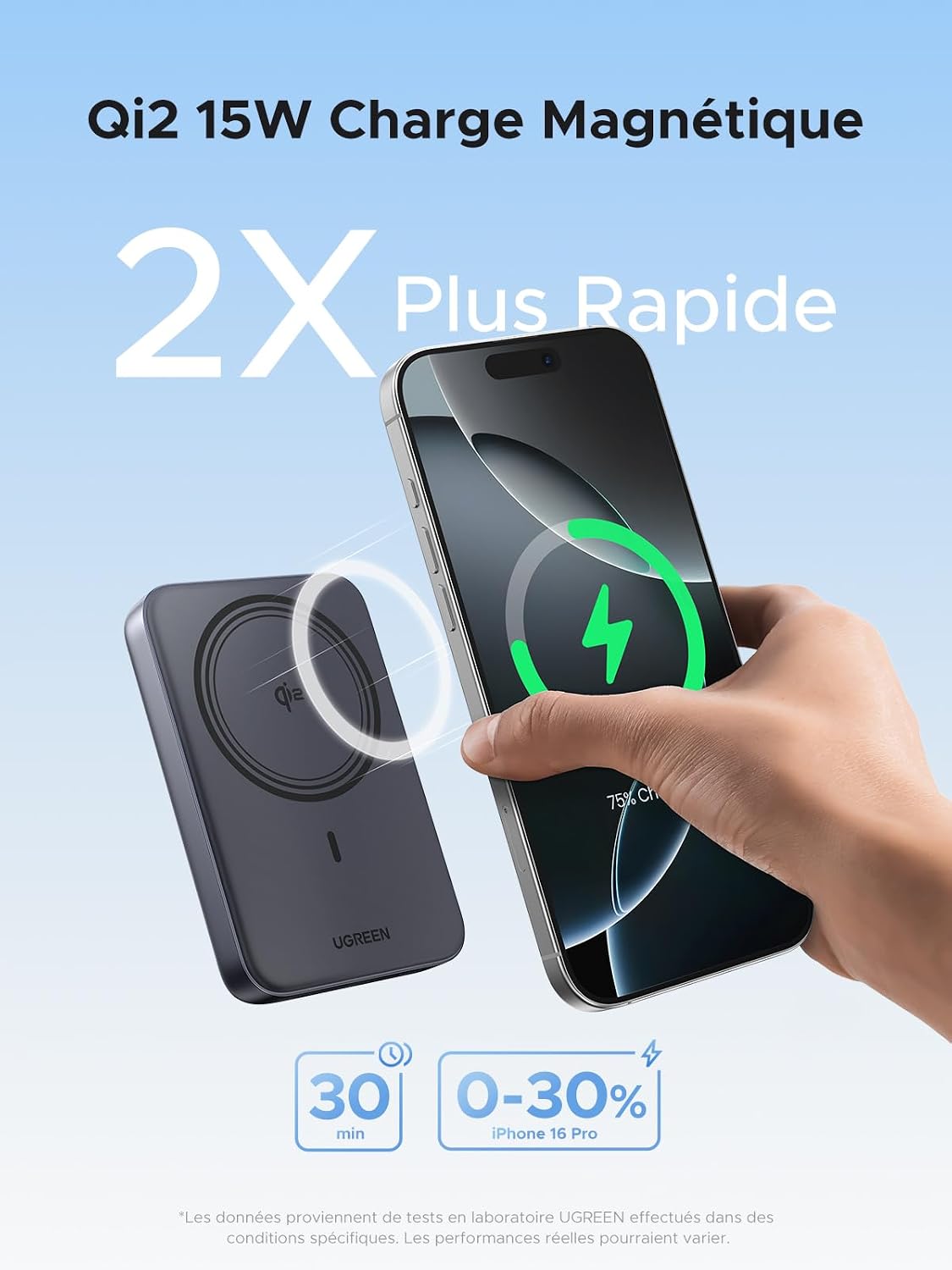 Detalle 2 de UGREEN Nexode Qi2 batterie externe 10000mAh