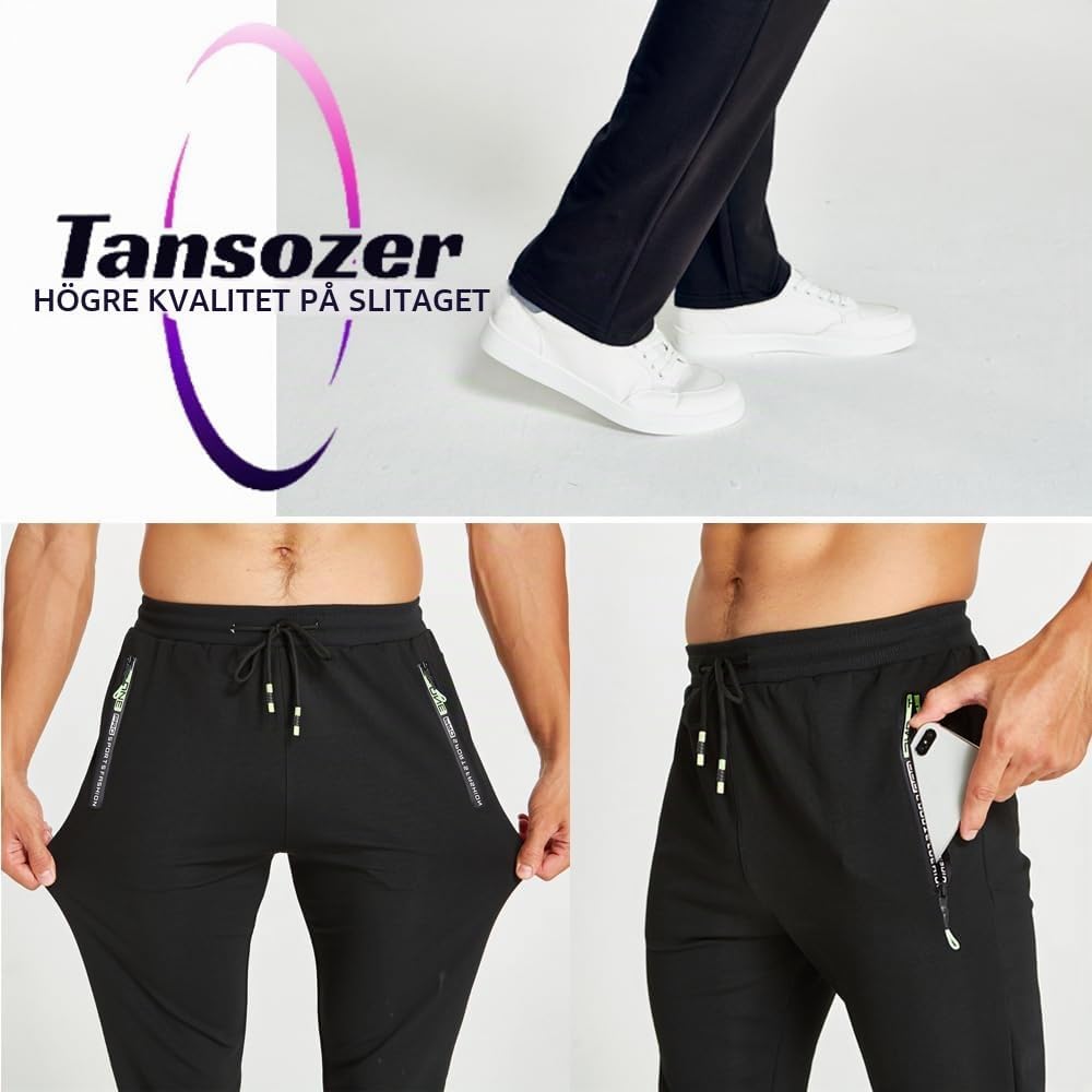 Detalle 1 de Tansozer joggingbyxor för män i bomullsblandning med dragkedjefickor