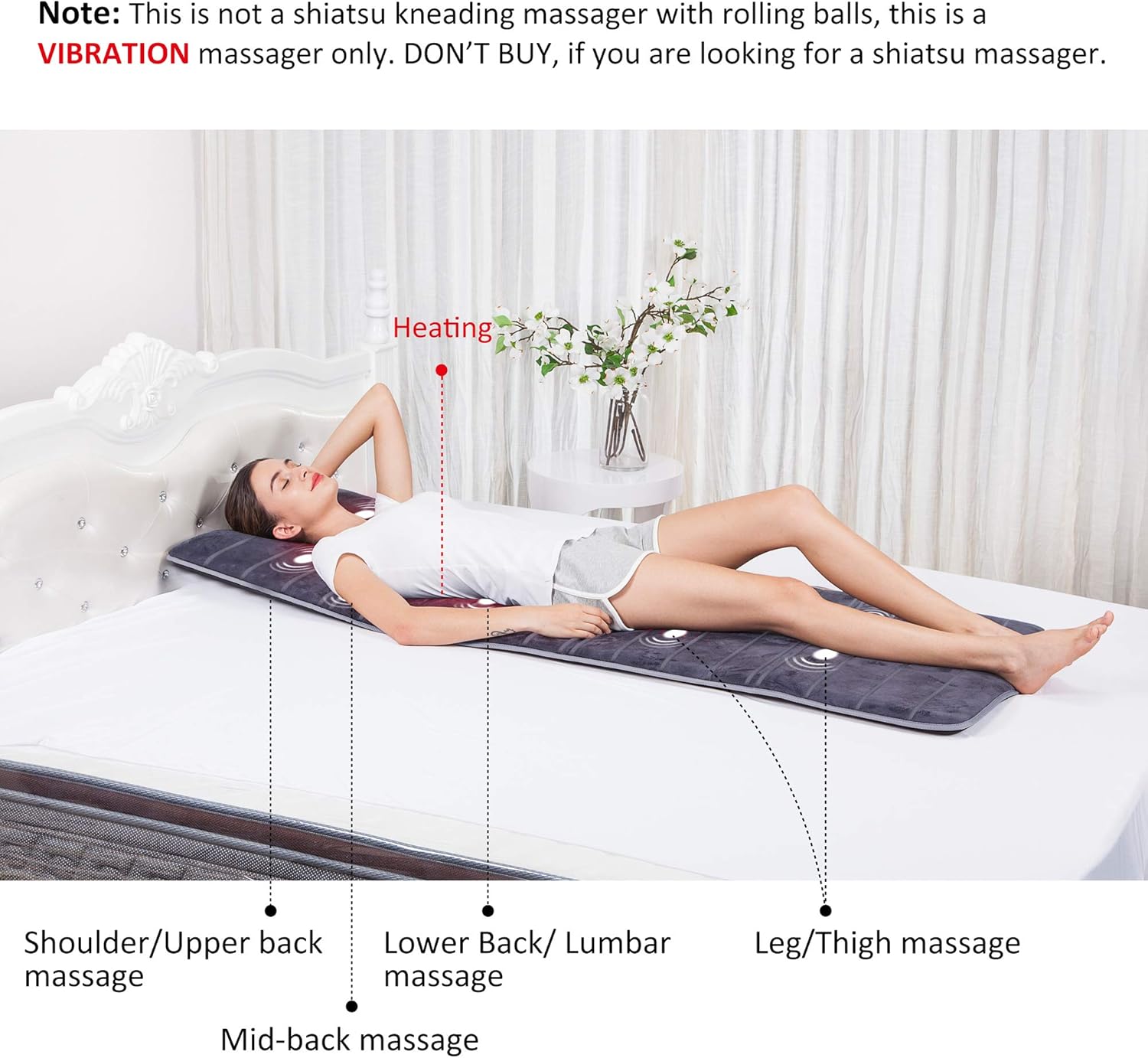 Detalle 2 de COMFIER Tapis Chauffant et Massage Dos Électrique