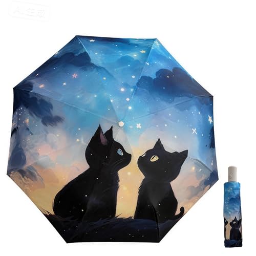 Imagen de Maibar Folding Umbrella UV Protection Kitty Cat Parasol – 8 Ribs, Auto Open, 210T Canopy en OfertitasTOP