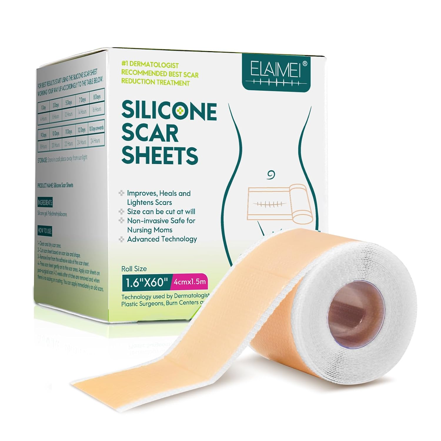 Detalle de ZODENIS Silicone Scar Tape, 1.6-Inch Wide, Washable and Reusable