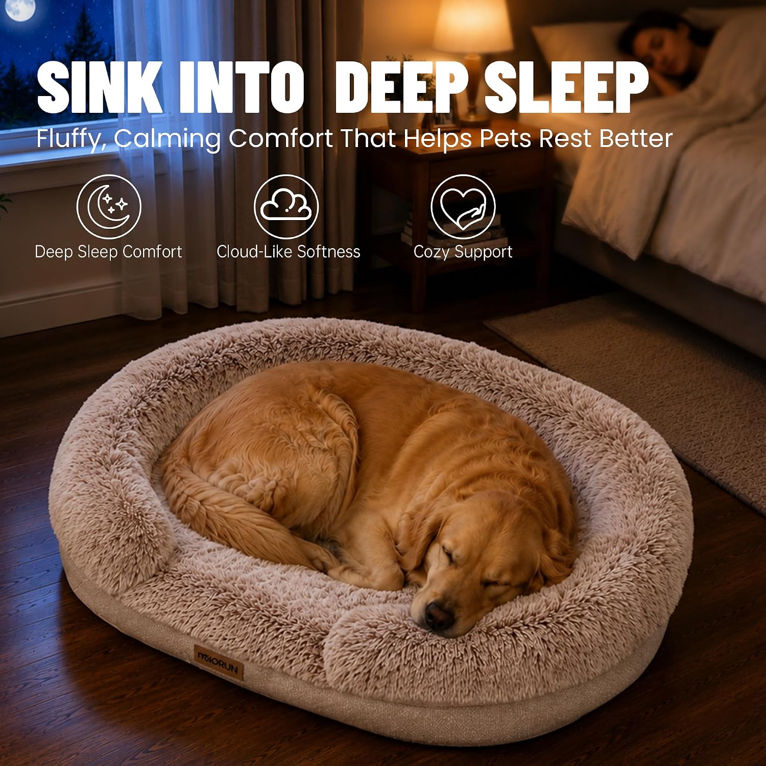 Detalle de Miorun 26WSB01005-40 Orthopedic Dog Bed, 40-Inch Bolster Sofa with Washable Cover