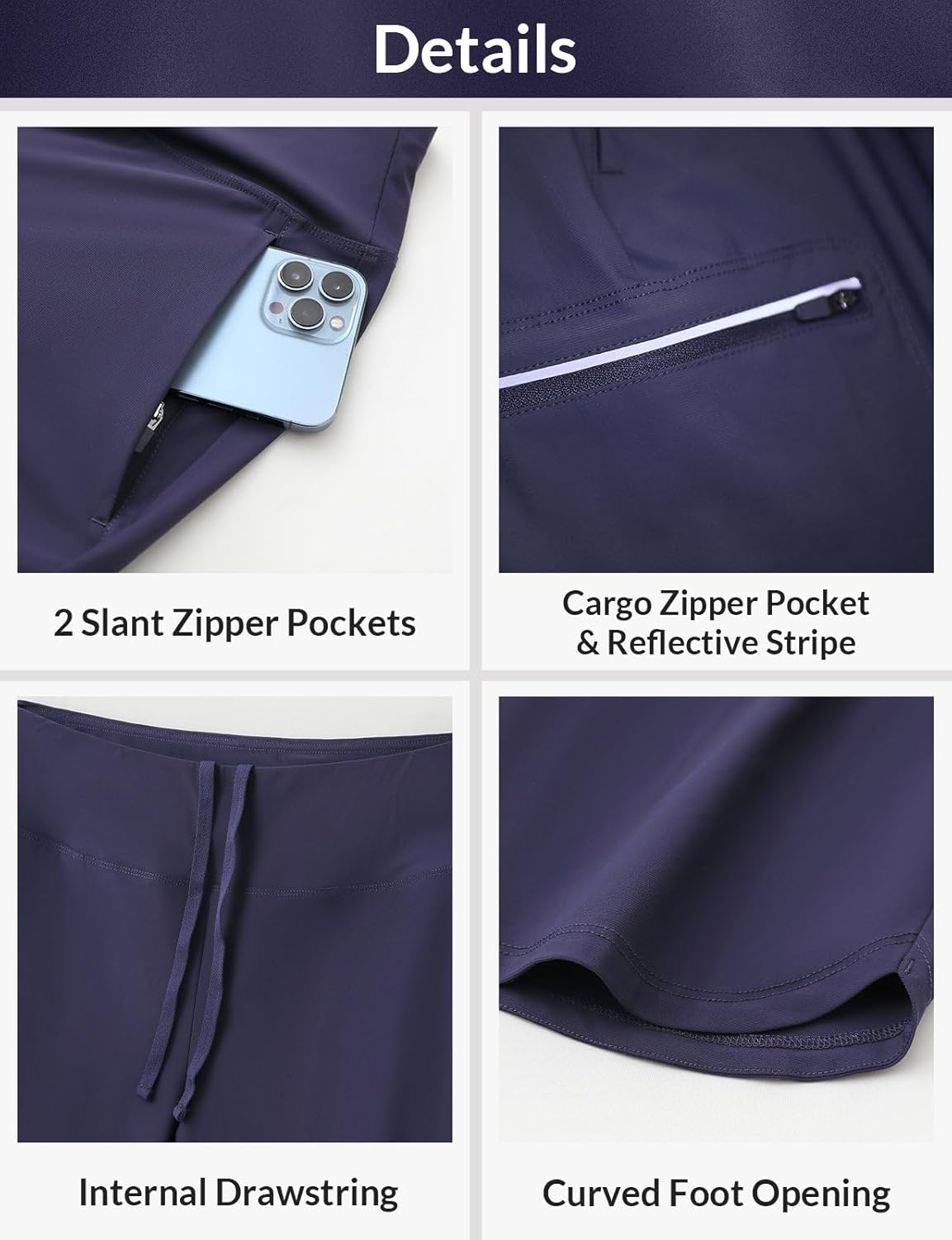 Thumbnail 4 de baleaf Damen Wanderhose Cargohose Capri atmungsaktiv, elastisch & schnelltrocknend mit Reißverschlusstaschen