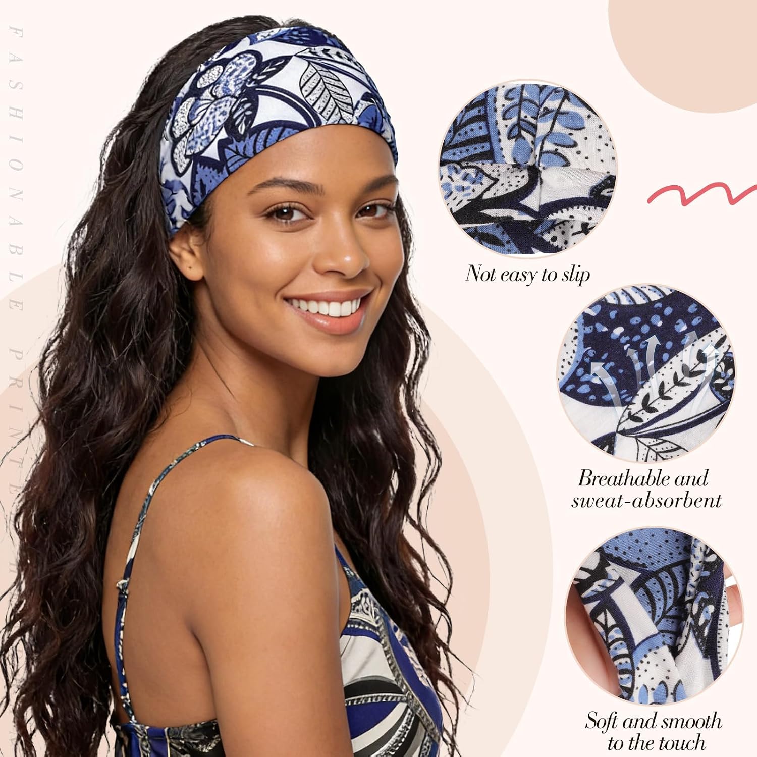 Detalle 2 de obeoby 8-Pack Boho Knotted Headbands for Women (Non-Slip, Adjustable)