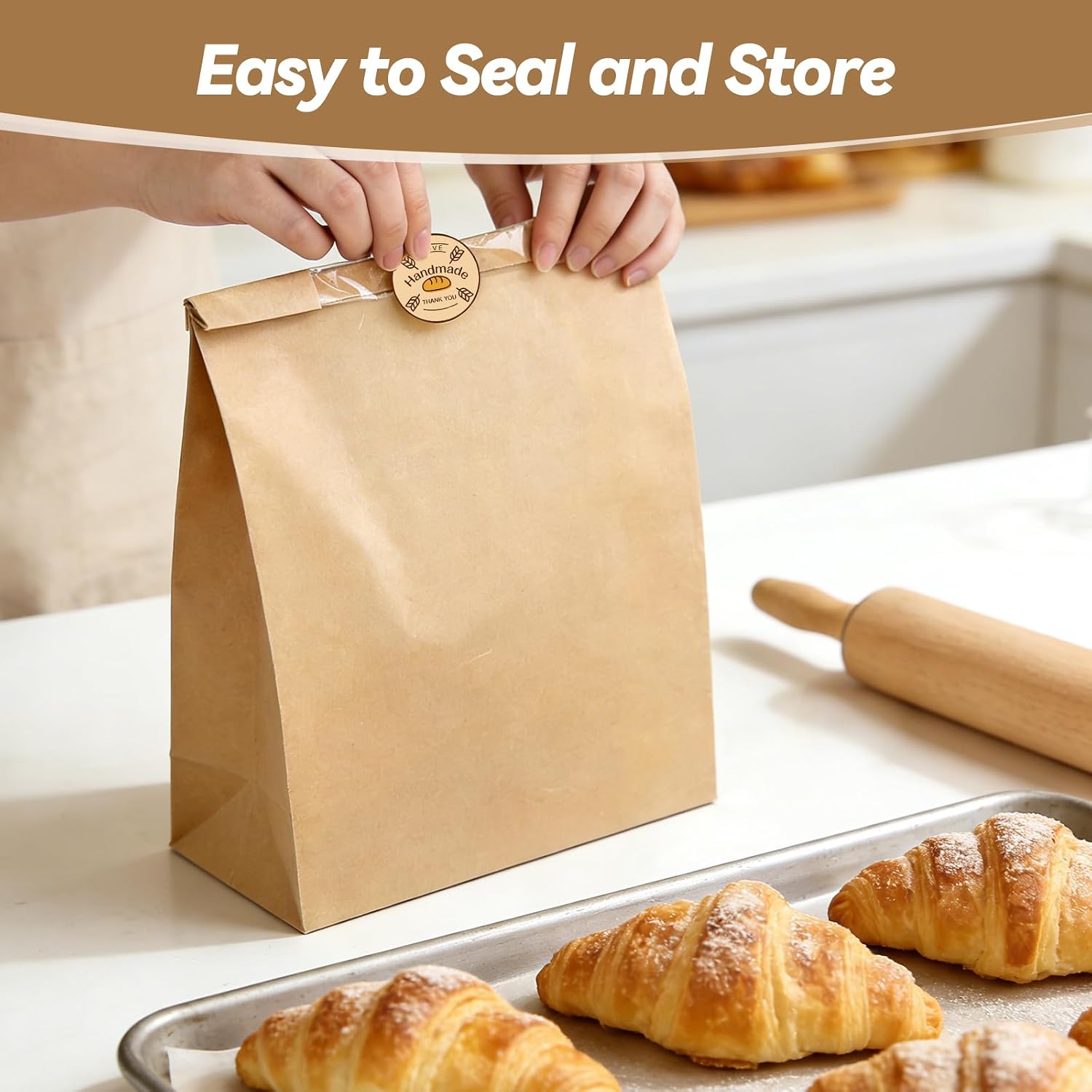 Detalle de Tripho 100 Pcs Bread Bags with Clear Window and 120 Stickers for Homemade Bread