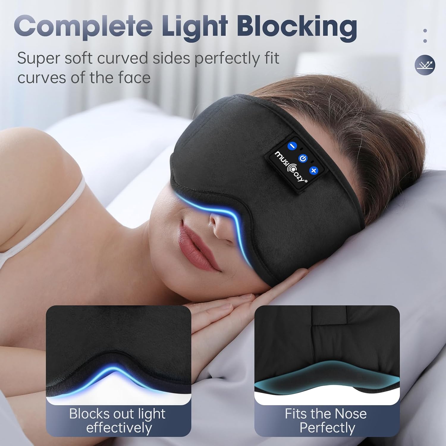 Detalle 1 de MUSICOZY Bluetooth Sleep Mask Headphones
