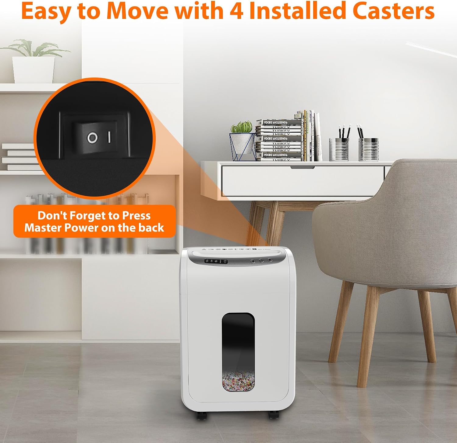 Detalle 2 de Micro-Cut Paper Shredder 9-Sheet P-5 Security Level (20L Pullout Basket) for Home Office